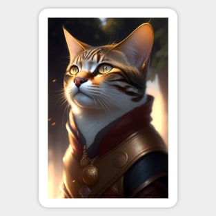 Cat in Armor - Modern Digital Art Sticker